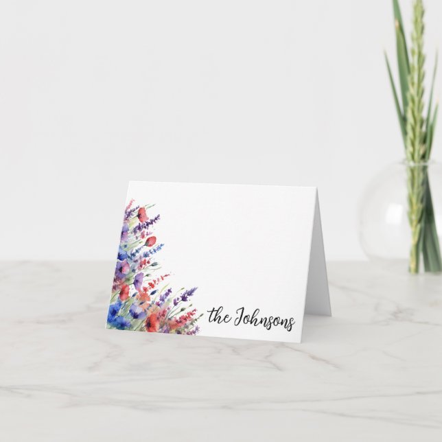 Red Lila Wildbloms Anpassningsbar Stationery Tack Kort (Framsida)