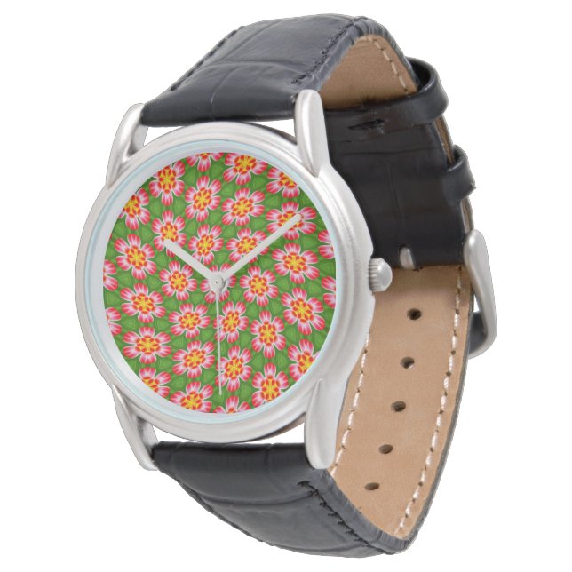 Red Lilies Mönster Armbandsur (Vinklad)