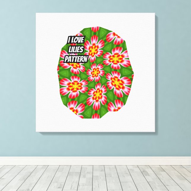 Red Lilies Mönster Canvastryck (Insitu (trägolv))