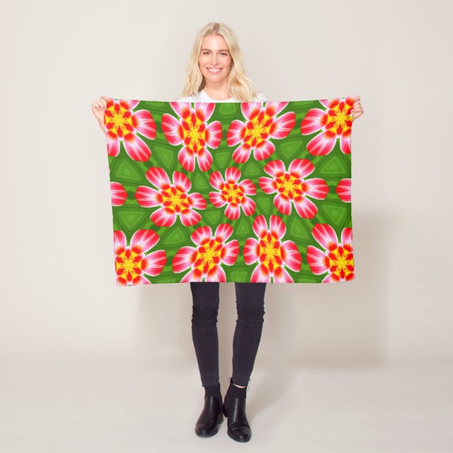 Red Lilies Mönster Fleecefilt (På plats)