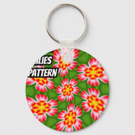 Red Lilies Mönster Nyckelring