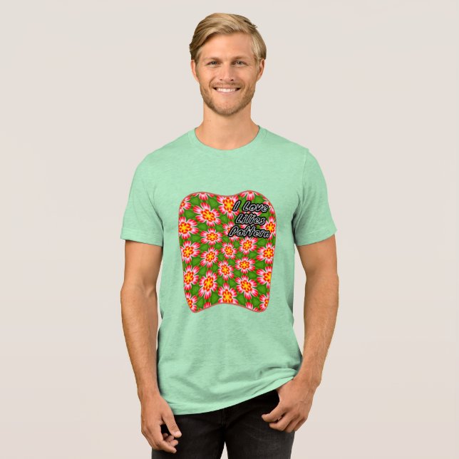 Red Lilies Mönster T Shirt (Framsida Full)