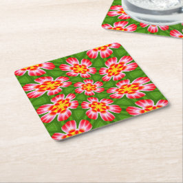 Red Lilies Mönster Underlägg Papper Kvadrat