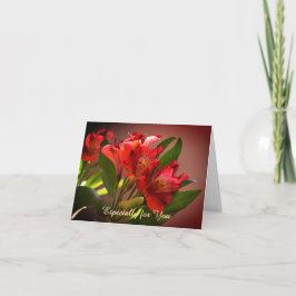 Red Lilies Personalizable Birthday Card Kort