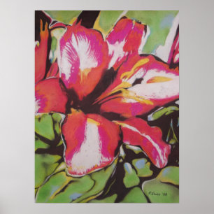 Red Lily blommor original modern konst Poster