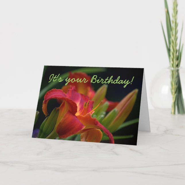 Red Lily Blomsterträdgård Birthday Card Kort (Framsida)