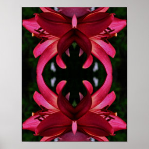 Red Lily Flower Abstrakt Art Poster