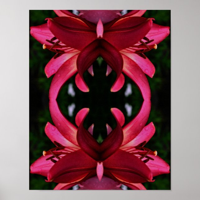 Red Lily Flower Abstrakt Art Poster (Framsidan)