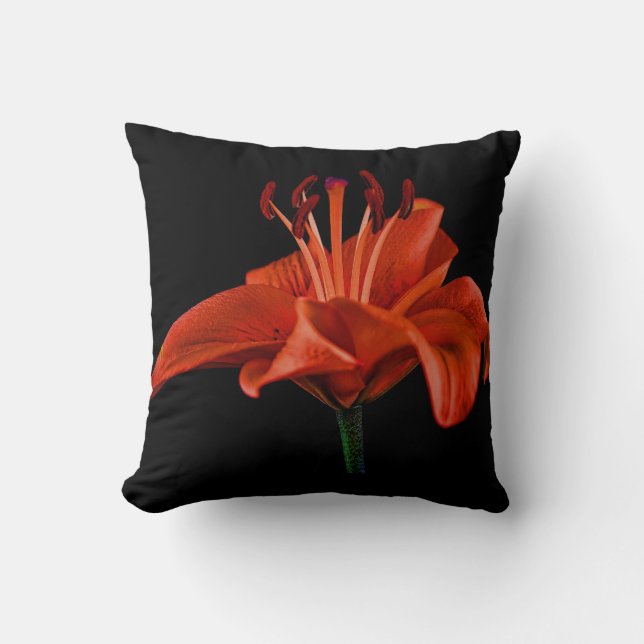 Red Lily on Black Kudde (Framsida)