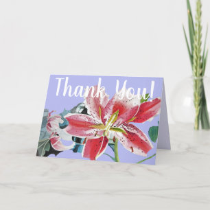 Red Lily Tack vattenercolor-blommigt Card Kort
