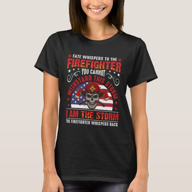 Red Line American Flag  Cool Firefighter Plus Size T Shirt (Framsida)