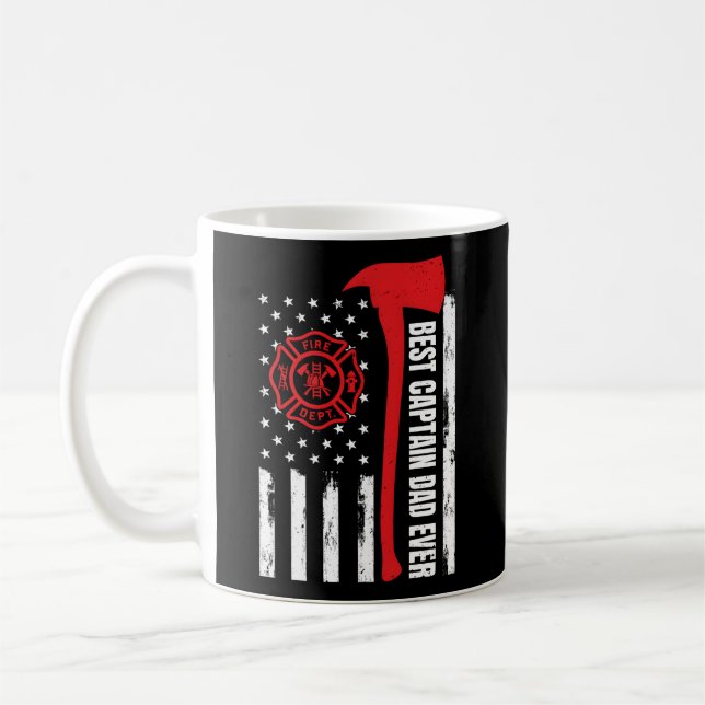 Red Line American Flagga Fire Kapten Firefighte Kaffemugg (Vänster)