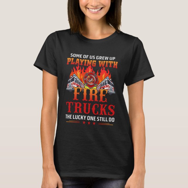 Red Line American Flagga Firefighter Plus Storlek T Shirt (Framsida)