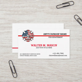Red Line Firefighter US Flagga Affärskort Visitkort
