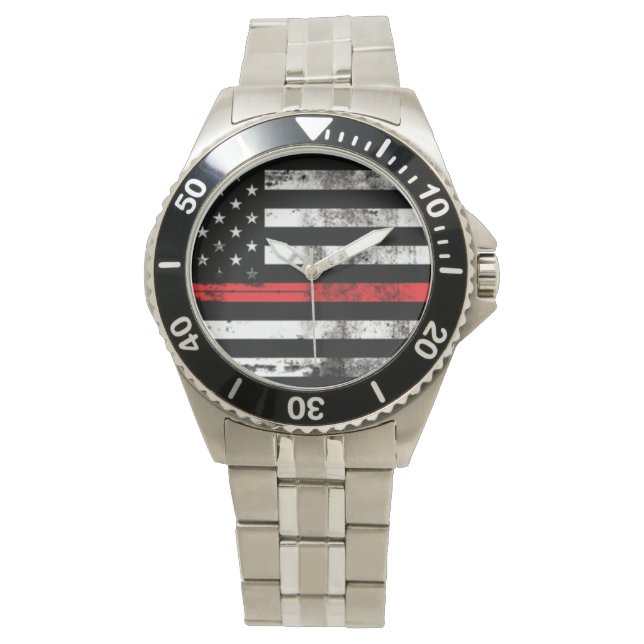 Red Line Flagga Firefighter Manar Watch Armbandsur (Framsida)