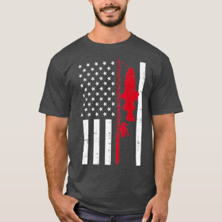 Red Line Flagga Fish Firefighter Fishing Patriotic T Shirt