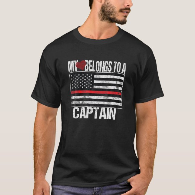 Red Line Flagga mitt hjärta Tillhör till kapten Fi T Shirt (Framsida)