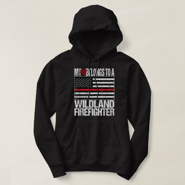 Red Line Flagga Shirt My Heart Tillhör Wildland Fi Hoodie (Design framsida)