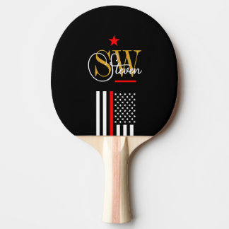 Red Line och Monogrammed Namn / Modern Namntecknin Pingisracket