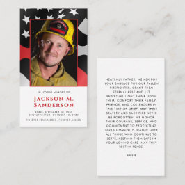 Red Line Photo Prayer Card för Firefighter Memoria