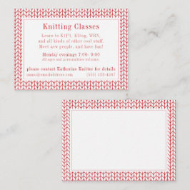 RED LINE STICKA "Knitting Classes"-Affärskortet Anteckningskort