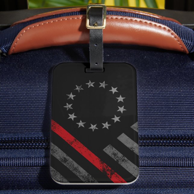 Red Line Vintage American Flag Bagagebricka (Framsida Insitu 2)