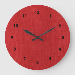 Red Linen Struktur Photo Stor Klocka