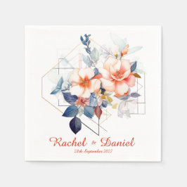 Red Lines&Flowers: Wedding Napkins Pappersservett