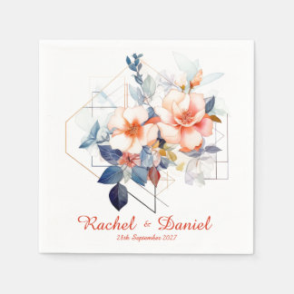 Red Lines&Flowers: Wedding Napkins Pappersservett