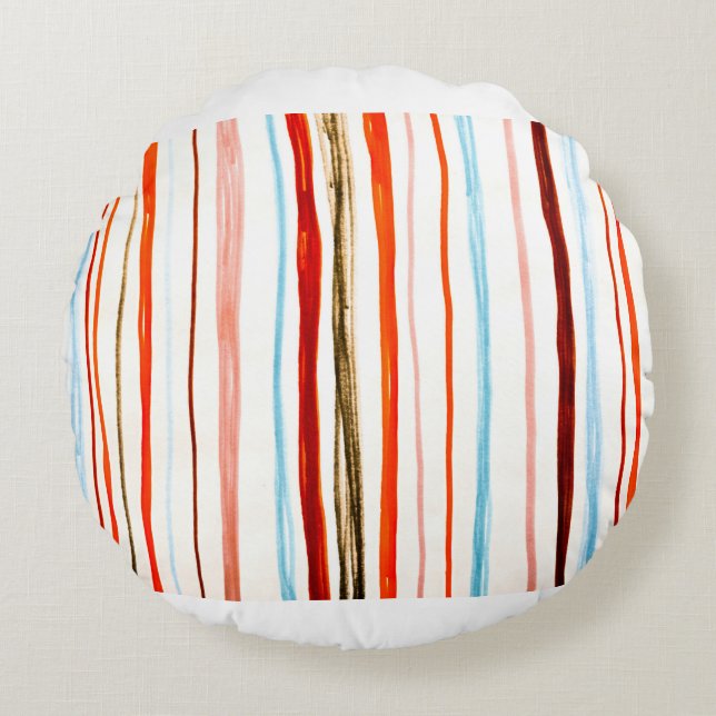 Red Lines Pattern. Horizontal Stroke Illustration. Rund Kudde (Framsidan)