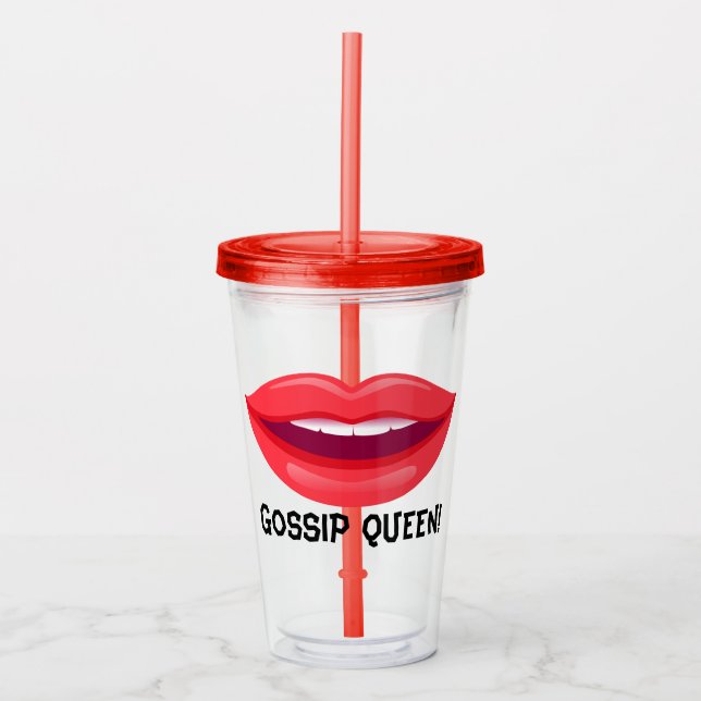 Red Lip Gossip Queen Tumbler Take Away Mugg (Framsida)
