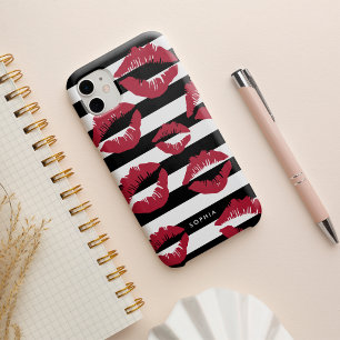 Red Lip Print Kisses Black & White Rand