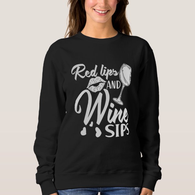 Red Lips and Wine Sips I   Wine Alcohol White Wine T Shirt (Framsida)