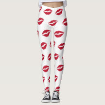 Red Lips Kiss Leggings