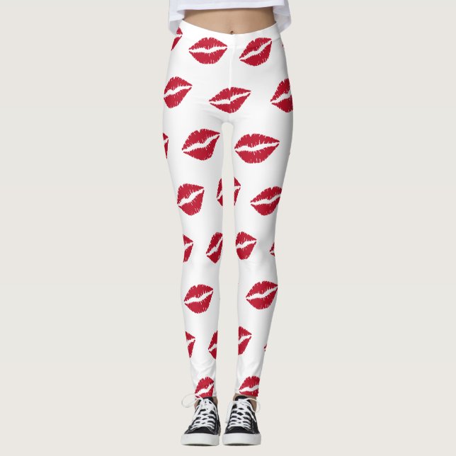 Red Lips Kiss Leggings (Framsida)