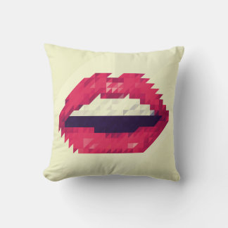 Red lips made of small triangles, pixelshipster,pi kudde