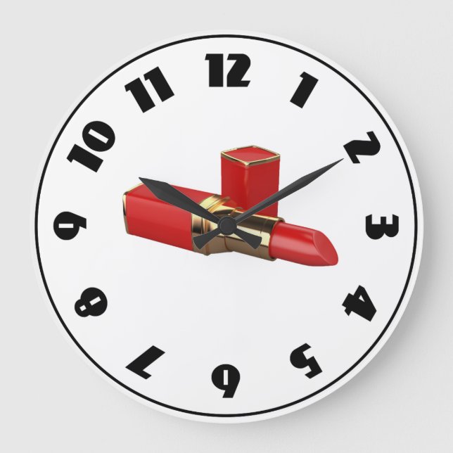 Red Lipstick Clock Stor Klocka (Framsida)