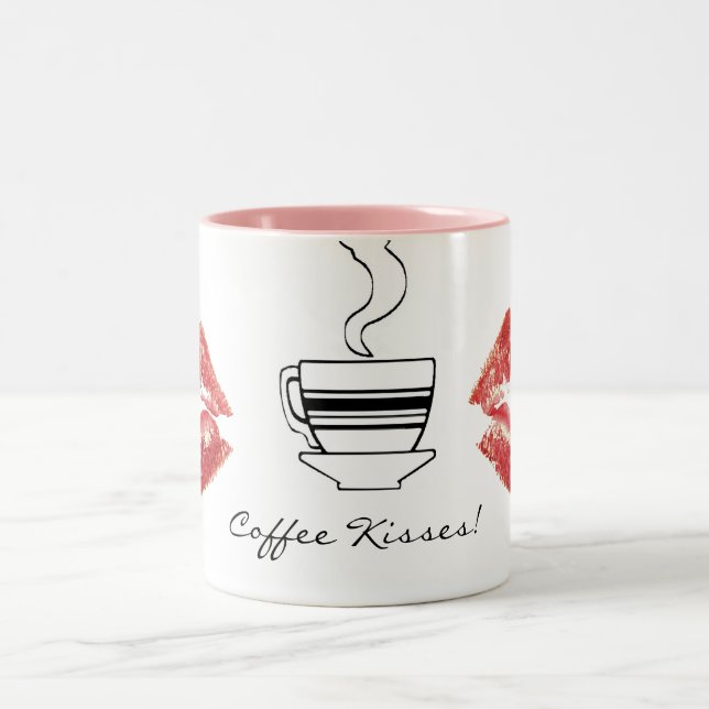 Red Lipstick Coffee Kisses Roligt Drinkware Mugg (Center)