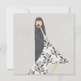 Red Lipstick Feminine Blommigt Mode Illustration Inbjudningar