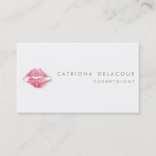 Red Lipstick Kiss Mark Cosmetology Affärskort Visitkort