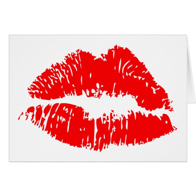 Red Lipstick Kiss Mark Hälsningskort (Framsidan Horizontal)