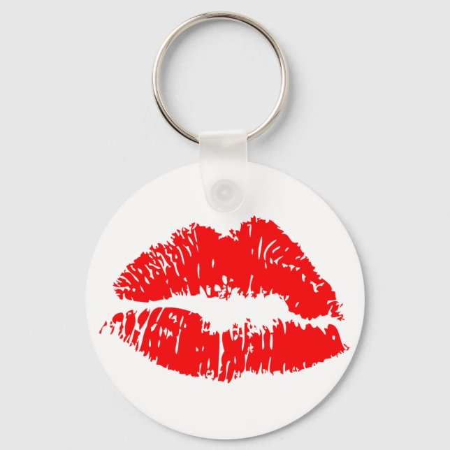 Red Lipstick Kiss Mark Nyckelring (Framsida)
