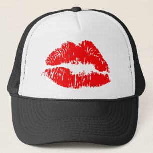 Red Lipstick Kiss Mark Truckerkeps
