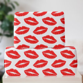 Red Lipstick Kiss Mönster Valentine Wrapping Pappe Presentpapper