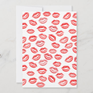 Red Lipstick Kiss Pattern Valentine’s Day Card Julkort