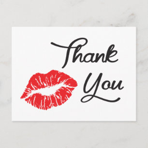 Red Lipstick Kiss Tack vykort