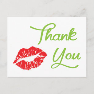 Red Lipstick Kiss Tack vykort