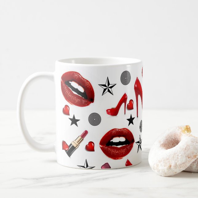 Red Lipstick Läppar Heels Mugg (Med munk)