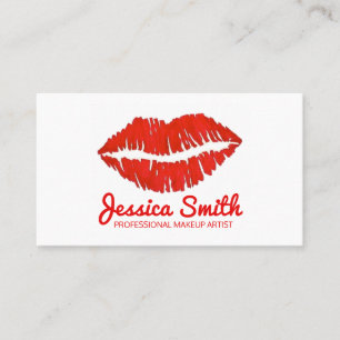 Red Lipstick Läppar Kiss Makeup Artist Beauty Expe Visitkort