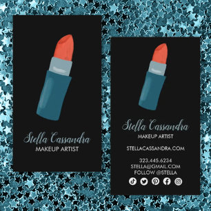 Red Lipstick Makeup Artist Beauty Salon Skincare Visitkort